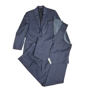 VTG Lauren Ralph Lauren Black Label 3 PC Navy Blue Men's Suit Wool 38R 32x30